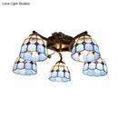 DecorBites™ Tiffany Stained Glass Ceiling Light with 5 Scalloped Heads in Antique Bronze - Perfect for Bedroom