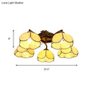 DecorBites™ Tiffany Stained Glass Ceiling Light with 5 Scalloped Heads in Antique Bronze - Perfect for Bedroom