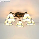 DecorBites™ Tiffany Stained Glass Ceiling Light with 5 Scalloped Heads in Antique Bronze - Perfect for Bedroom