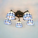 DecorBites™ Tiffany Stained Glass Ceiling Light with 5 Scalloped Heads in Antique Bronze - Perfect for Bedroom