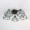 DecorBites™ Tiffany Stained Glass Ceiling Light with 5 Scalloped Heads in Antique Bronze - Perfect for Bedroom