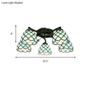 DecorBites™ Tiffany Stained Glass Ceiling Light with 5 Scalloped Heads in Antique Bronze - Perfect for Bedroom