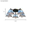 DecorBites™ Tiffany Stained Glass Ceiling Light with 5 Scalloped Heads in Antique Bronze - Perfect for Bedroom