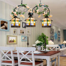 DecorBites™ Tiffany Style Blue/Clear Island Light Fixture - 3 Lights - Stainless Glass Shade - Ideal for Balcony - Hanging Ceiling Light