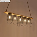 Industrial wood and black metal 5 light island pendant dining room