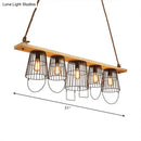 Industrial wood and black metal 5 light island pendant dining room