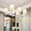 DecorBites™ Traditional Barrel Pendant Light Fixture with Fabric Shades - Chrome Finish, 6/8 Lights - Dining Room Hanging Lamp Kit