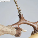 DecorBites™ Traditional Bell Ceiling Lamp: 2-Bulb Bedroom Island Light Fixture with Antler Arm in Flaxen Fabric