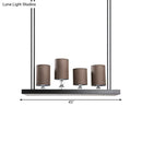 DecorBites™ Traditional Black Cylinder Island Light Fixture: Fabric Pendant with Metal Linear Shelf - 4-Bulb Dining Room Hanging