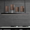 DecorBites™ Traditional Black Cylinder Island Light Fixture: Fabric Pendant with Metal Linear Shelf - 4-Bulb Dining Room Hanging