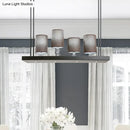 DecorBites™ Traditional Black Cylinder Island Light Fixture: Fabric Pendant with Metal Linear Shelf - 4-Bulb Dining Room Hanging