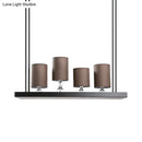 DecorBites™ Traditional Black Cylinder Island Light Fixture: Fabric Pendant with Metal Linear Shelf - 4-Bulb Dining Room Hanging