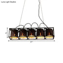 DecorBites™ Traditional Black Fabric Suspension Pendant with 5-Light Barrels - Perfect for Restaurants