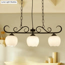 DecorBites™ Traditional Black Flower Island Lighting Fixture with Milky Glass - 3 Bulbs Dining Room Pendant Light