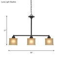 DecorBites™ Traditional Black Glass Drum Island Light with 3 Heads - Small Size Perfect for Dining Room