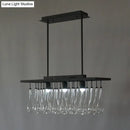 Traditional black island pendant light with crystal glass dining room