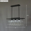 Traditional black island pendant light with crystal glass dining room