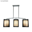 DecorBites™ Traditional Black Pendant Light with Rectangular Fabric Shade - 3-Light Dining Room Island Lighting Fixture