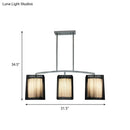 DecorBites™ Traditional Black Pendant Light with Rectangular Fabric Shade - 3-Light Dining Room Island Lighting Fixture