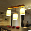 DecorBites™ Traditional Fabric Wood Pendant Barrel Lights - Ideal for Dining Room Hanging Kit