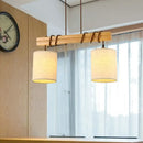 DecorBites™ Traditional Fabric Wood Pendant Barrel Lights - Ideal for Dining Room Hanging Kit