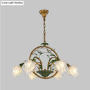 DecorBites™ Traditional Floral Ceiling Chandelier - White/Yellow/Purple Glass - 6 Hanging Light Heads