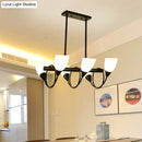 DecorBites™ Traditional Milky Glass Pendant Light Fixture - 6/8/10 Lights - Black Hanging Lamp Kit