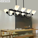 DecorBites™ Traditional Milky Glass Pendant Light Fixture - 6/8/10 Lights - Black Hanging Lamp Kit
