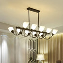 DecorBites™ Traditional Milky Glass Pendant Light Fixture - 6/8/10 Lights - Black Hanging Lamp Kit