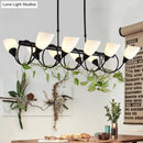 DecorBites™ Traditional Milky Glass Pendant Light Fixture - 6/8/10 Lights - Black Hanging Lamp Kit