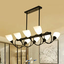 DecorBites™ Traditional Milky Glass Pendant Light Fixture - 6/8/10 Lights - Black Hanging Lamp Kit