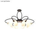 DecorBites™ Traditional Oval White Glass Semi Flush Mount Ceiling Light with 6/8 Lights - Black Finish for Living Room