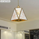 DecorBites™ Traditional Silver/Clear Glass Triangle Hanging Lamp for Living Room with 1 Bulb