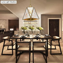 DecorBites™ Traditional Silver/Clear Glass Triangle Hanging Lamp for Living Room with 1 Bulb