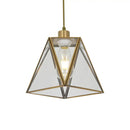 DecorBites™ Traditional Silver/Clear Glass Triangle Hanging Lamp for Living Room with 1 Bulb