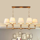 DecorBites™ Traditional Style Gold Conic Island Ceiling Light, 8 Heads, Fabric, Living Room Metallic Hanging Lamp