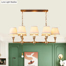 DecorBites™ Traditional Style Gold Conic Island Ceiling Light, 8 Heads, Fabric, Living Room Metallic Hanging Lamp