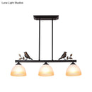 DecorBites™ Traditional White Glass Barrel Pendant Light with Birds - 3-Light Black Dining Room Island Fixture