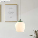 DecorBites™ Traditional White Glass Pendant Lamp with Ceramic Top for Restaurants - Tulip/Bell Style