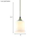 DecorBites™ Traditional White Glass Pendant Lamp with Ceramic Top for Restaurants - Tulip/Bell Style