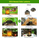 DecorBites™ Upgraded Flickering Flame Solar Lanterns - 2 Pack