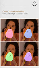 Yellow pear silicone rechargeable night light bedroom lamp