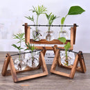 Vintage glass hydroponic plant vase living room triangular wood stand