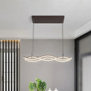 DecorBites™ Wavy Metallic Linear Island Pendant LED Light in Coffee with Warm/White Illumination - Minimalist Design