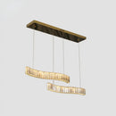 DecorBites™ Wavy Prismatic Crystal LED Pendant Lamp for Restaurants in Brass Finish