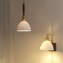 DecorBites™ White Ceramic LED Pendant Light with Walnut Wood Accent - Modern Nordic Design
