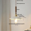 DecorBites™ White Ceramic LED Pendant Light with Walnut Wood Accent - Modern Nordic Design