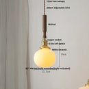 DecorBites™ White Ceramic LED Pendant Light with Walnut Wood Accent - Modern Nordic Design