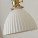 DecorBites™ White Ceramic LED Pendant Light with Walnut Wood Accent - Modern Nordic Design