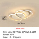 Modern white & coffee interlocking heart led pendant light bedroom